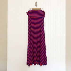 Lularoe XL Red Blue Striped Maxi Skirt